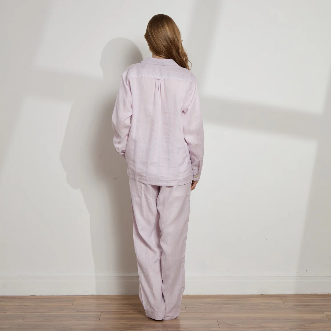 Striped Linen Long PJ Set - Image 4